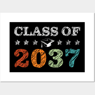 Class Of 2037 Grow With Me Back To School Pre-K 12Th Grade Posters and Art